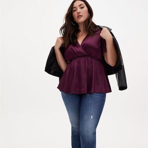 Torrid Lily Babydoll Shiny Gauze Surplice Top